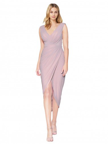 Discount Cocktail Length High Low Mermaid Chiffon Wrapped Prom Dress