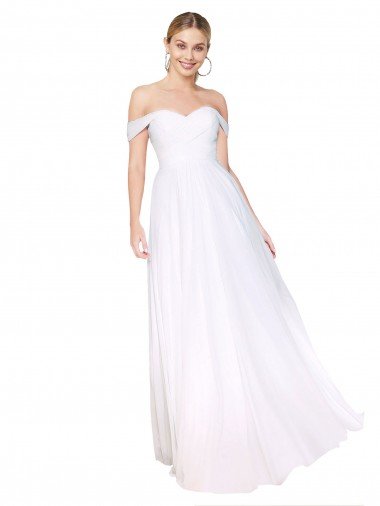 Discount Off the Shoulder Long Full Length Chiffon Prom Dress