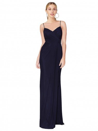 Discount Draped Spaghetti Straps Long Chiffon Mermaid Prom Dress