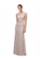 Long Sleeveless All Lace Prom Dress with Scoop Neckline