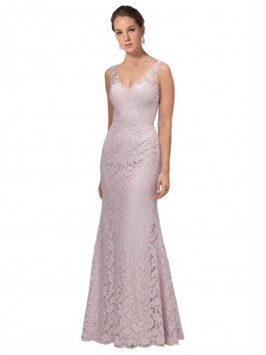 Discount Lace V-Neckline Long Full Length Prom Dress
