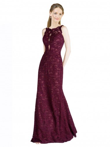 Discount Long Lace Prom Dress with Peekaboo Bodice and Keyhole Back