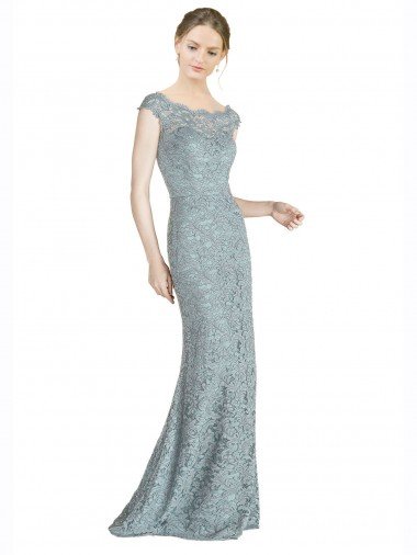 Discount Off the Shoulder Mermaid Lace Prom Dress with Cap Sleeves