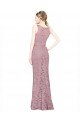 Sleeveless Crop Top High Neck Mermaid Lace Prom Dress