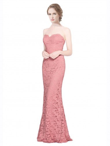 Discount Fitted Sweetheart Mermaid Lace Prom Dress