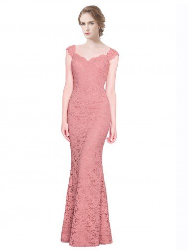 Discount Sweetheart Mermaid Long Lace Prom Dress with Wide Straps