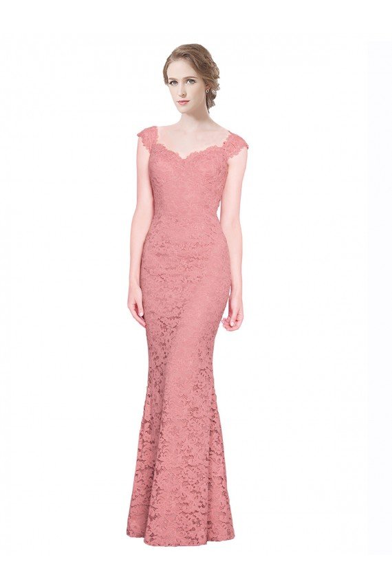 Sweetheart Mermaid Long Lace Prom Dress with Wide Straps