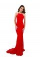 High Neck Long Lace Prom Dress with Open Back Straps