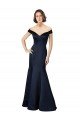 Fit and Flare Satin Prom Dress with Off the Shoulder Neckline