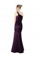Long Ruched Neckline One Shoulder Satin Prom Dress