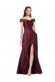 Long Off the Shoulder Satin Prom Dress with Thigh-high Slit