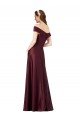 Long Off the Shoulder Satin Prom Dress with Thigh-high Slit