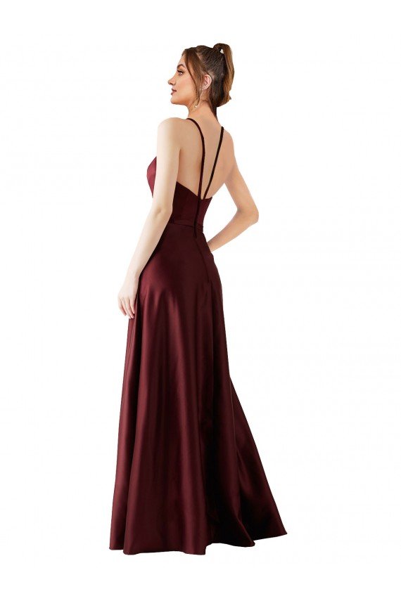 Sleek Satin Prom Dress with Pockets