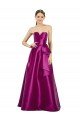 Sleeveless V-Neck Long Satin Prom Dress with Bow Waist