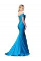 Off the Shoulder Long Chapel Train Satin Prom Dress