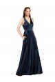 Long Satin Prom Dress with Halter Neckline