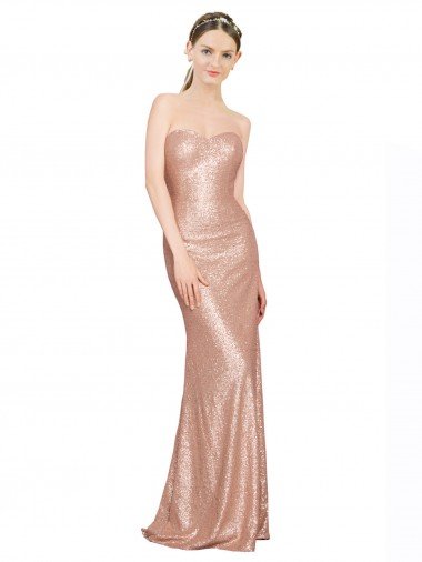 Discount Sweetheart Full Length Long Sequin Prom Dress