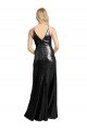 Full Length A-Line Sequin Prom Dress with Spaghetti Straps V-Neckline
