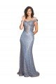Off the Shoulder Sweetheart Neckline Sequin Prom Dress with Thigh High Slit