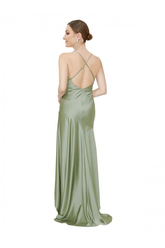 Silky Satin Prom Dress with Bias Cut Skirt
