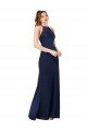 High Neck Satin Prom Dress with Strappy Back