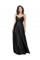 Full Length V-Neckline Silky Satin Prom Dress with Full Skirt