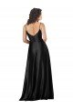 Full Length V-Neckline Silky Satin Prom Dress with Full Skirt