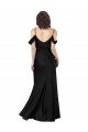 Off the Shoulder Sleeves Silky Satin Prom Dress with Skirt Slit