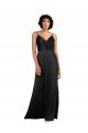 Full Length V-Neckline Silky Satin Prom Dress with Spaghetti Straps