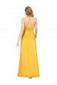 Halter A-Line Silky Satin Prom Dress with V-Neckline and Slit
