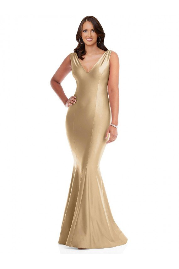 Shirred Shoulder Silky Satin Mermaid Prom Dress