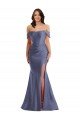 Off the Shoulder Corset Silky Satin Mermaid Prom Dress with Side Slit