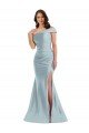 Bias-Cuff One Shoulder Silky Satin Mermaid Prom Dress with Side Slit