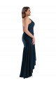 Pleated Wrap Ruffled High Low Silky Satin Prom Dress