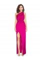 One Shoulder Long Full Length Silky Satin Prom Dress with Front Side Split