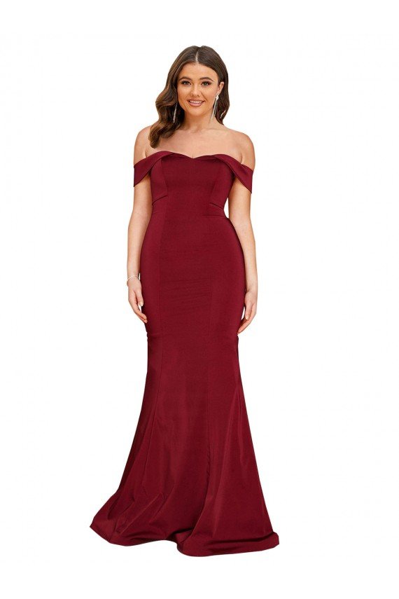 Off Shoulder Sleeves Sweetheart Neckline Long Spandex Prom Dress