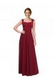 Square Neck Subtle Cap Sleeeves Crepe Prom Dress