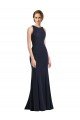 High Neck Sheath Long Crepe Prom Dress