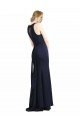 High Neck Sheath Long Crepe Prom Dress