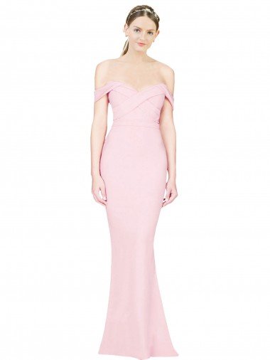 Discount Full Length Off the Shoulder Prom Dress with Twist Front