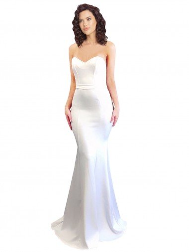 Discount Sweetheart Strapless High Neck Long Crepe Prom Dress