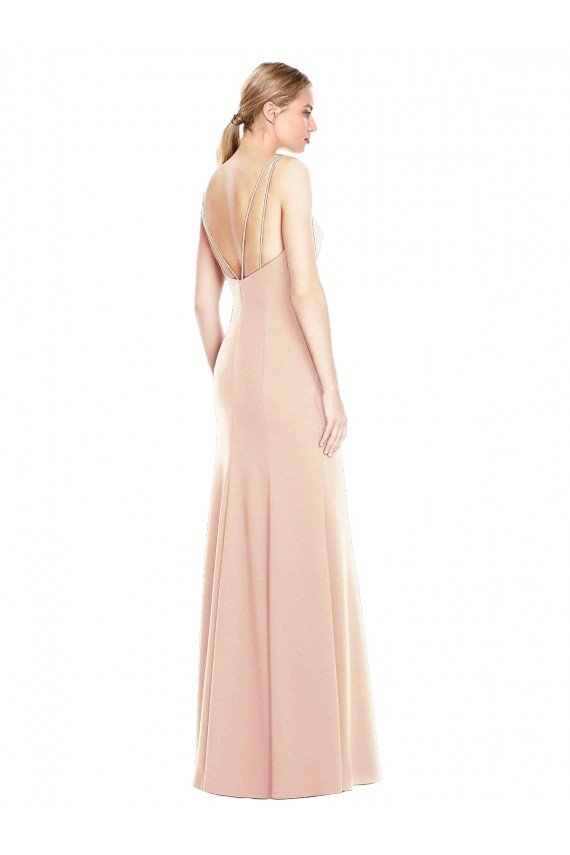 V-Spaghetti Strap Open Back Bateau Neck Trumpet Prom Dress