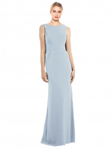 Discount Draped Backless Crepe Prom Dress with Pockets