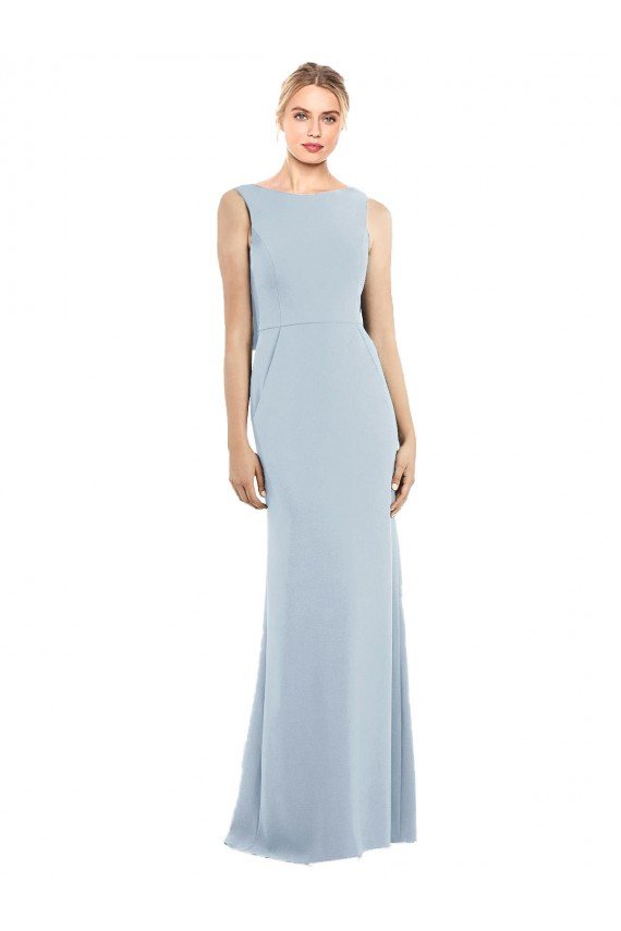 Draped Backless Crepe Prom Dress with Pockets