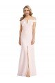 Off the Shoulder Notch Trumpet Crepe Prom Dress with Front Slit