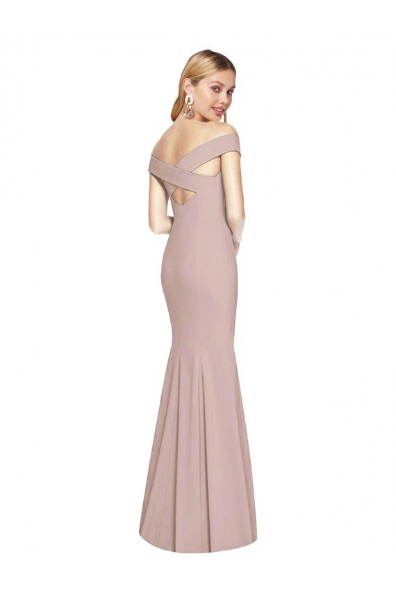 Off the Shoulder Criss Cross Back Trumpet Prom Dress
