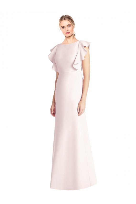 Ruffle Cap Sleeves Open Back Trumpet Prom Dress