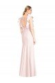 Ruffle Cap Sleeves Open Back Trumpet Prom Dress