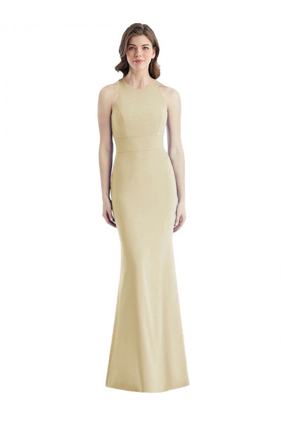 Criss Cross Twist Cutout Back Trumpet Prom Dress