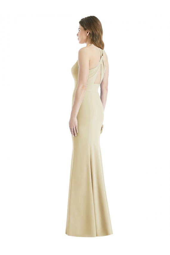 Criss Cross Twist Cutout Back Trumpet Prom Dress